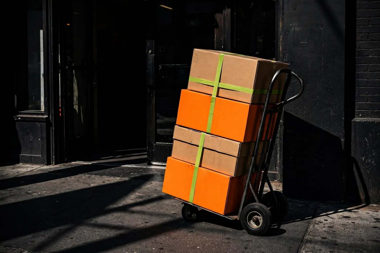 Boxes on a hand truck